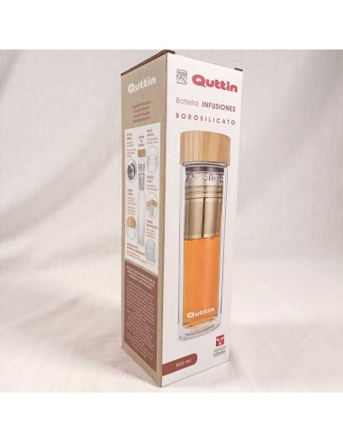 Glass infuser bottle, bamboo stopper and stainless steel filter
